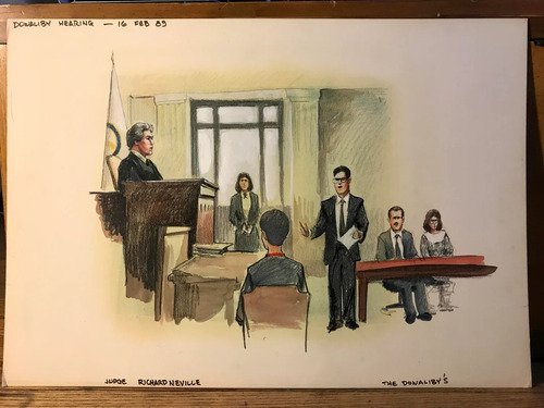 Courtroom sketch of a hearing the Dowaliby case (Reddit r/truecrime)