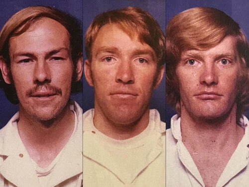 The Chowchilla kidnappers (L-R) Frederick Newhall Woods IV, James Schoenfeld, and Richard Schoenfeld (Alameda County Sheriff's Office)