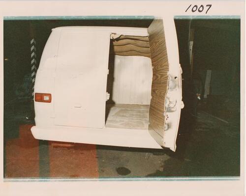 One of the vans that was used to transport the kidnapped children. Note the improvised soundproofing (Alameda County D.A.'s Office)