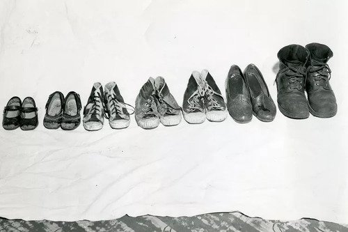 Shoes belonging to murder victims (Legal Archives Society of Alberta)